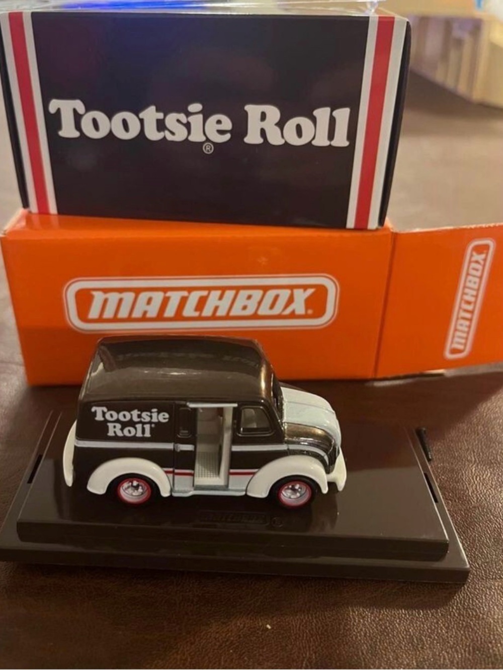 Matchbox Tootsie Roll Die-Cast Delivery Van - Brown White Pink Accents
